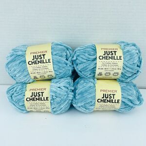Premier JUST CHENILLE Yarn 65 yards (Lot of 4) AQUA Crochet Super Bulky NEW
